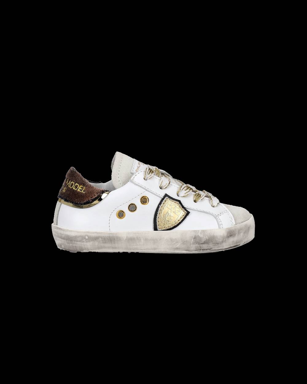 Philippe Model Scarpe da Bambini Prsx basse Bianche e Nere in Pelle Shopping Online