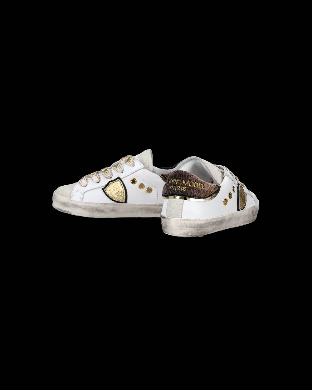 Philippe Model Scarpe da Bambini Prsx basse Bianche e Nere in Pelle Shopping Online