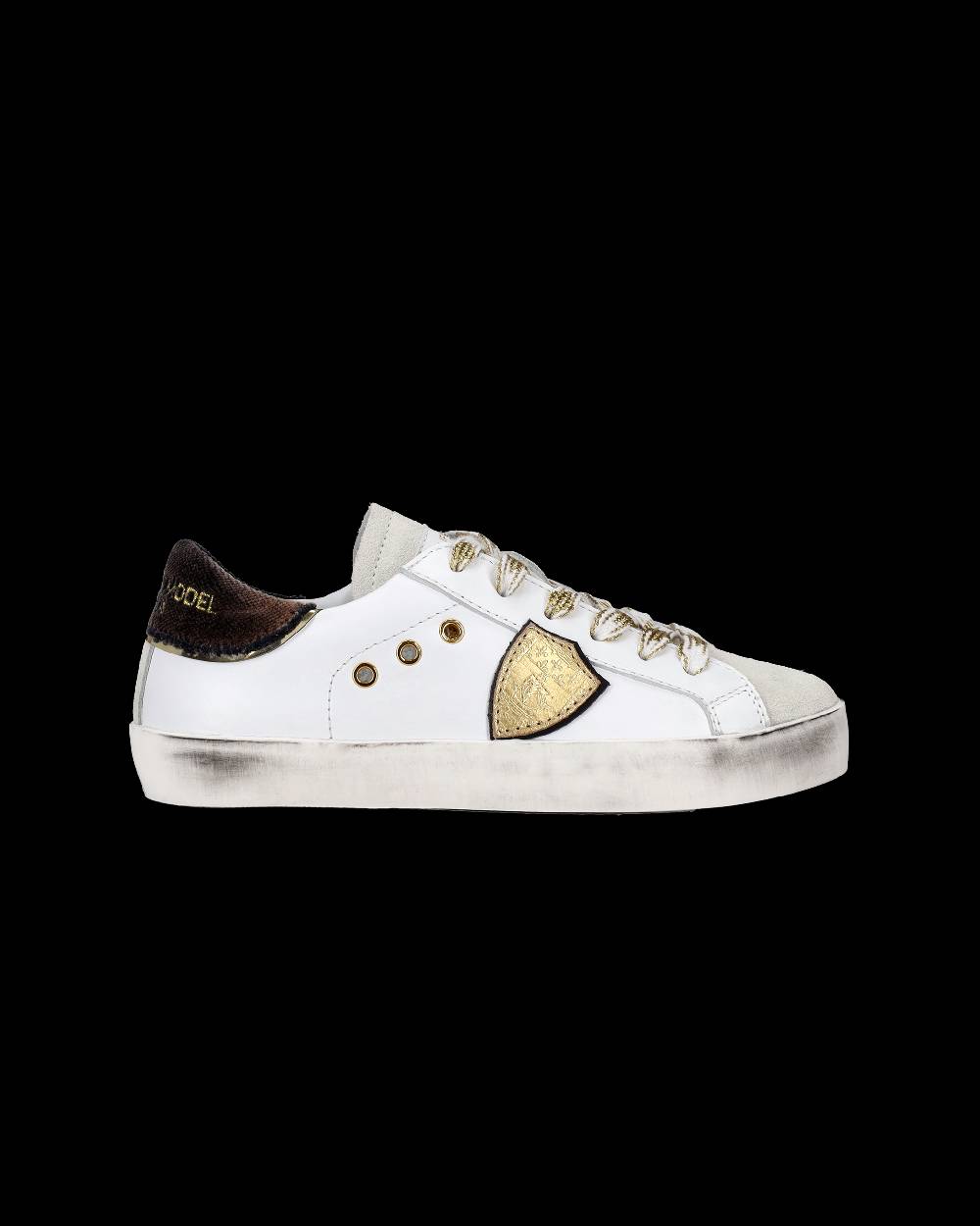 Philippe Model Sneakers Prsx basse da Bambini Bianche e Nere in Pelle Affare Del Giorno