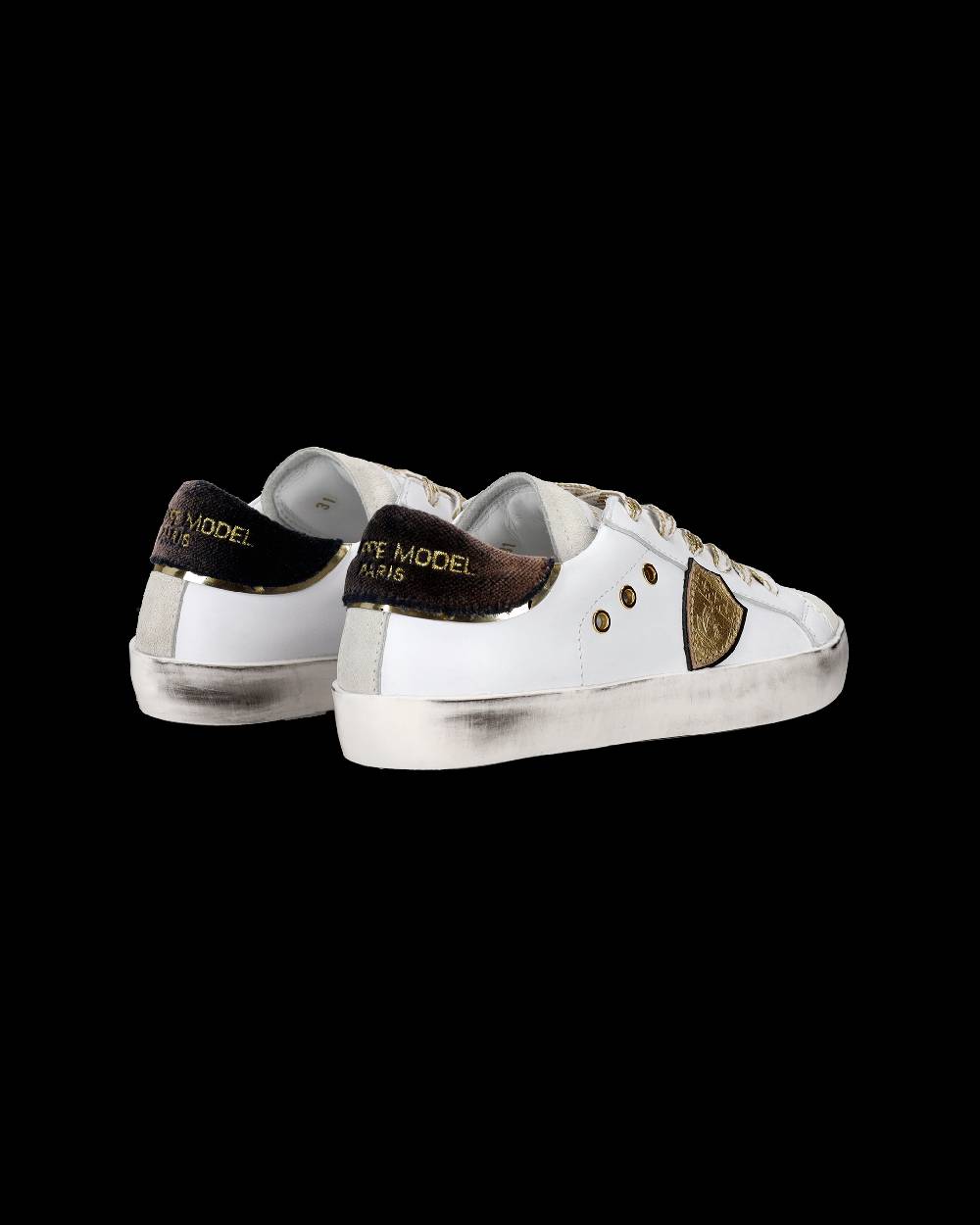 Philippe Model Sneakers Prsx basse da Bambini Bianche e Nere in Pelle Affare Del Giorno