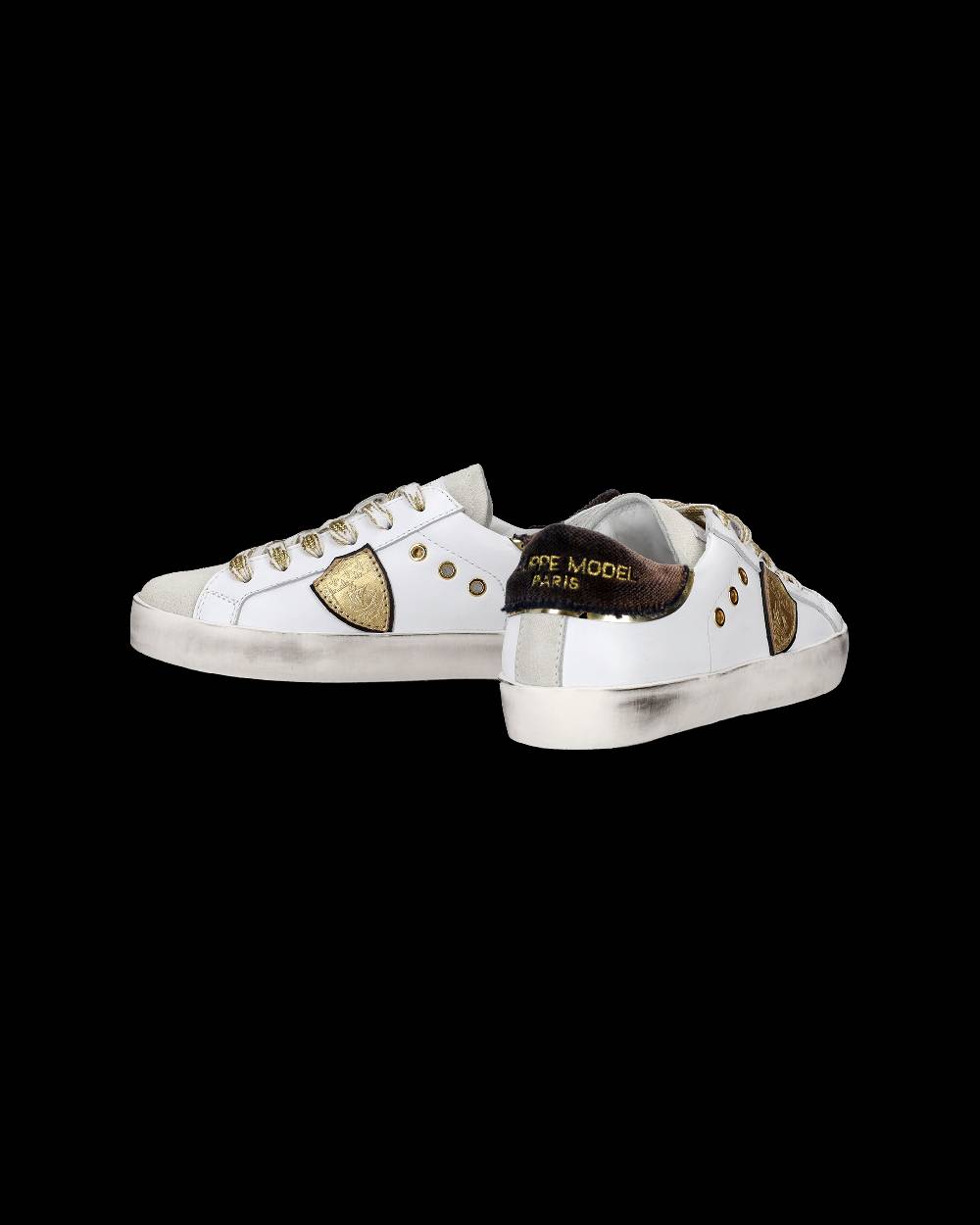Philippe Model Sneakers Prsx basse da Bambini Bianche e Nere in Pelle Affare Del Giorno