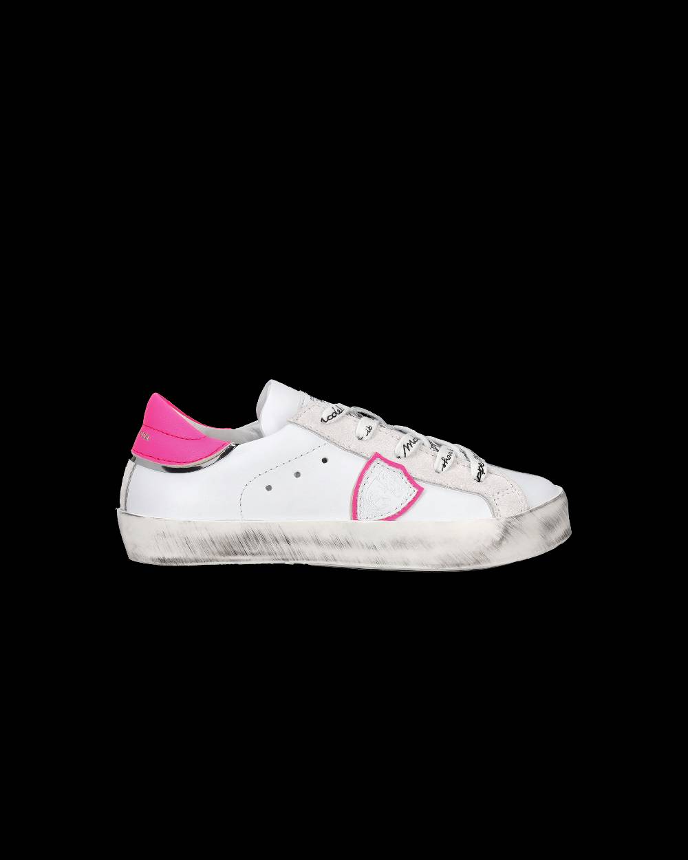 Philippe Model Scarpe da Bambini Prsx Bianche e Fucsia in Pelle Outlet