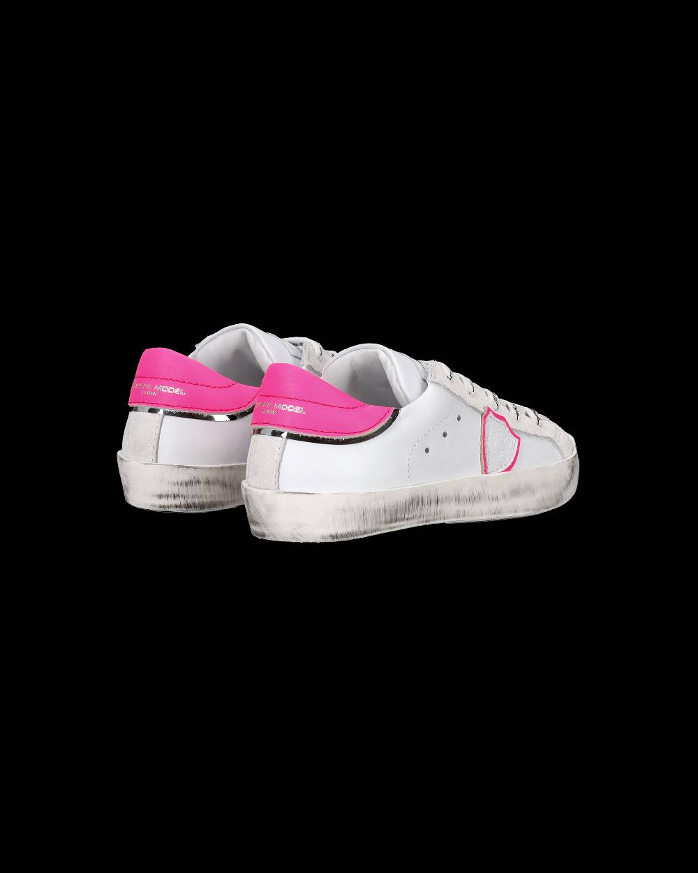 Philippe Model Scarpe da Bambini Prsx Bianche e Fucsia in Pelle Outlet