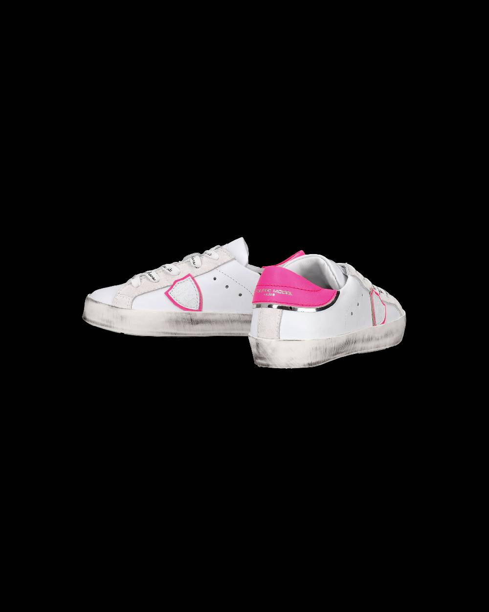 Philippe Model Scarpe da Bambini Prsx Bianche e Fucsia in Pelle Outlet