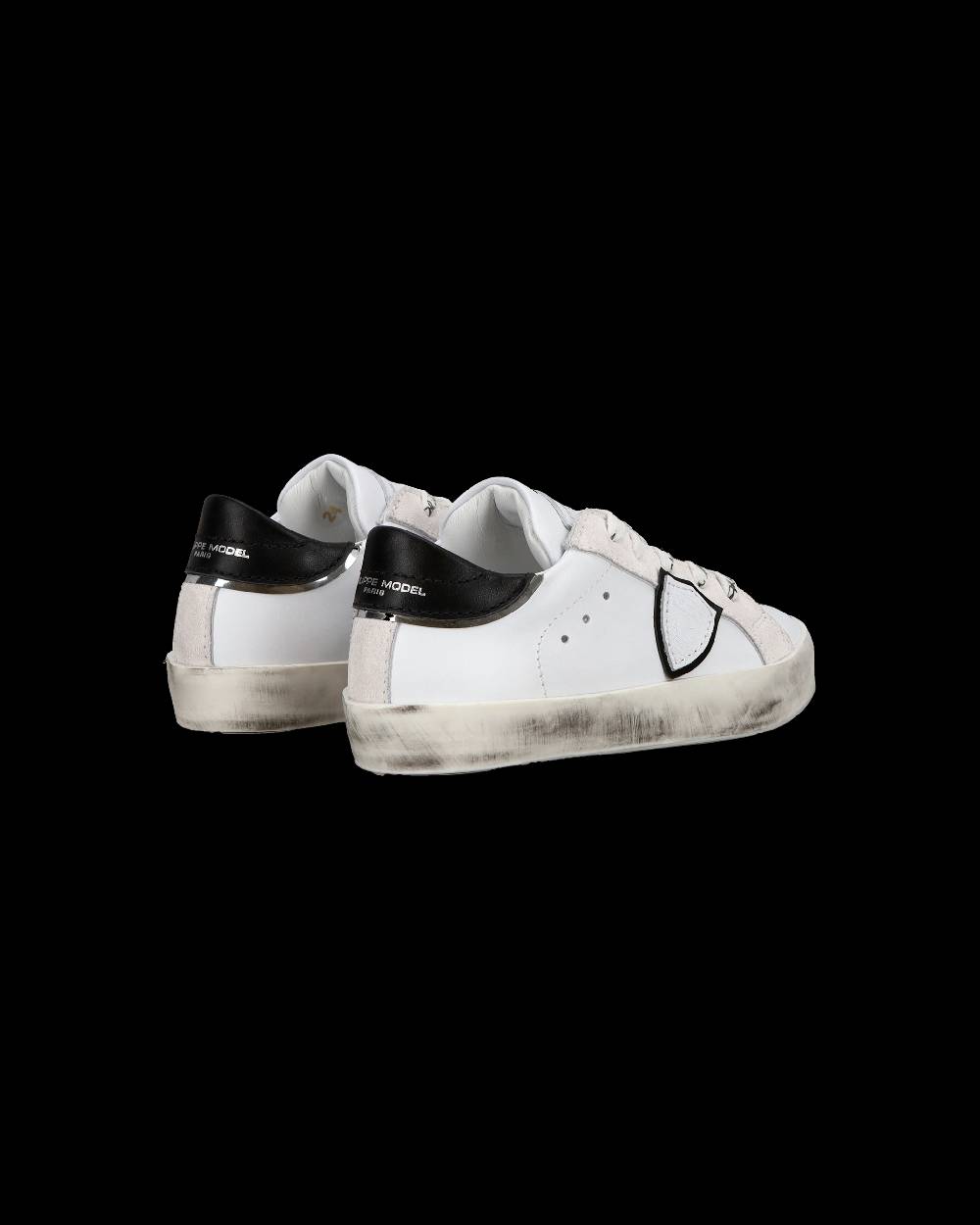 Philippe Model Sneakers Paris da Bambini Bianche e Nere in Pelle Saldi Di Fabbrica
