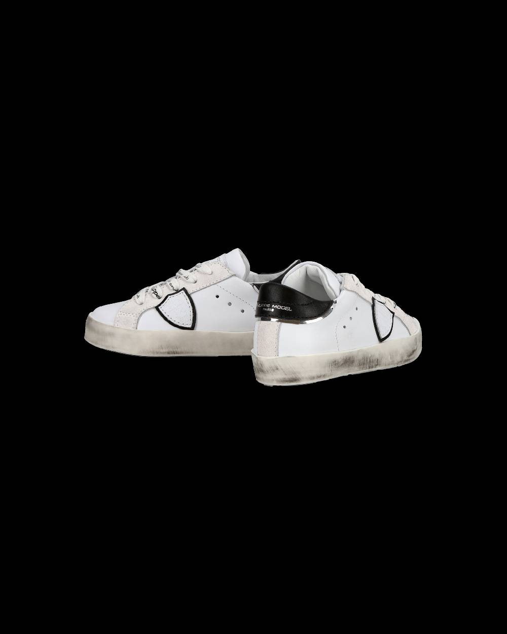 Philippe Model Sneakers Paris da Bambini Bianche e Nere in Pelle Saldi Di Fabbrica