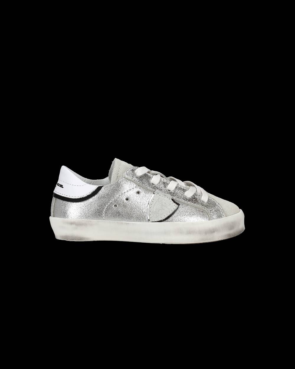 Philippe Model Sneakers Paris da Bambini Argento in Pelle Metal In Saldo