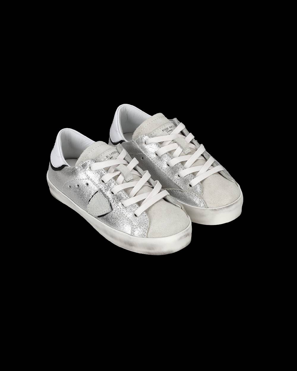 Philippe Model Sneakers Paris da Bambini Argento in Pelle Metal In Saldo