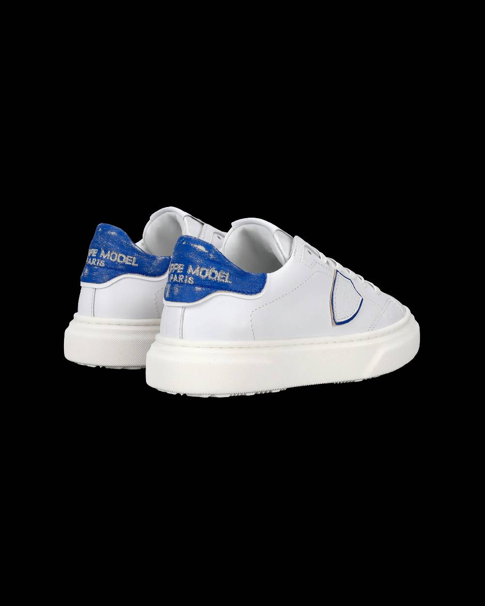 Philippe Model Sneakers Temple da Bambini Bianche e Blu in Pelle Morbida 2025