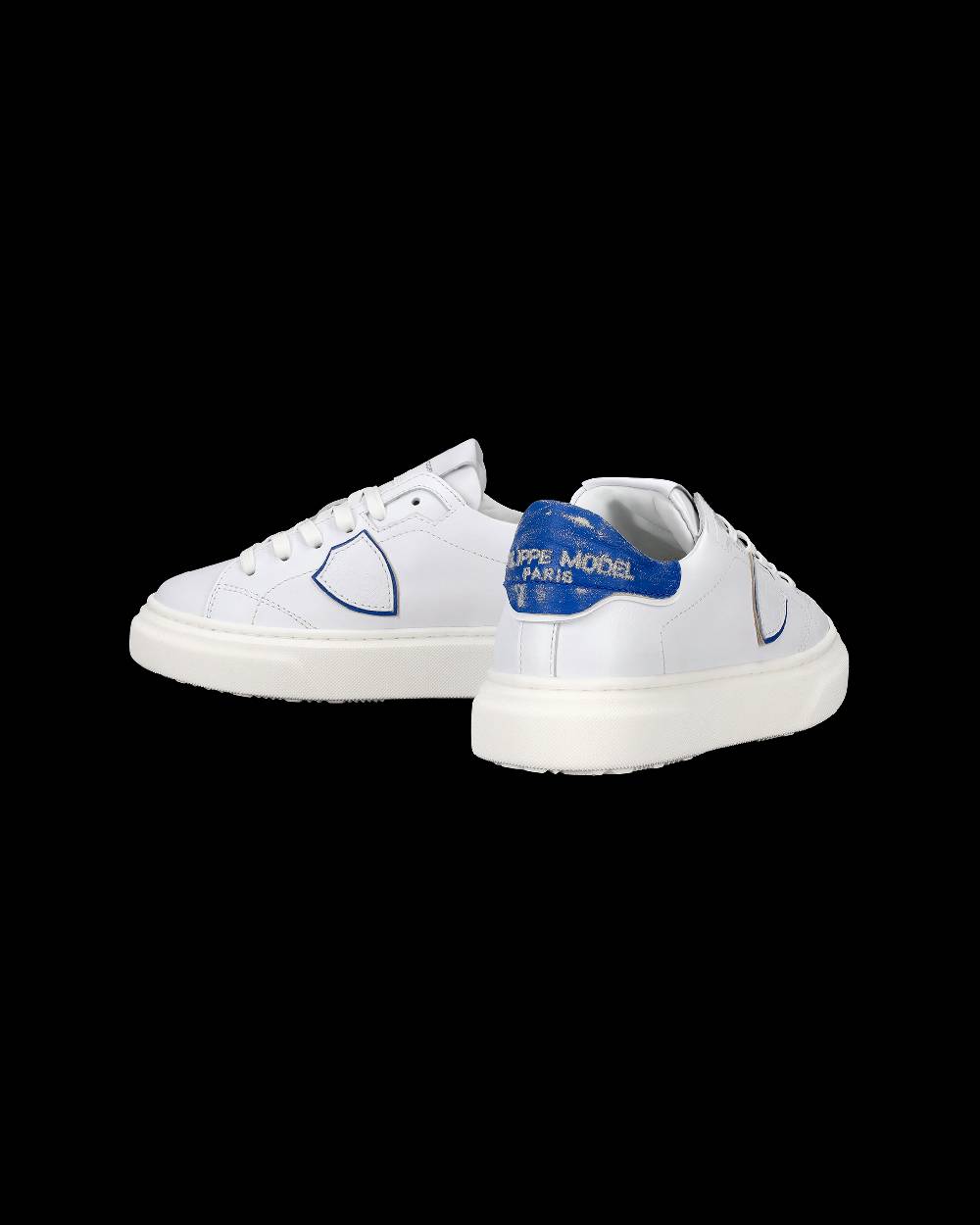 Philippe Model Sneakers Temple da Bambini Bianche e Blu in Pelle Morbida 2025