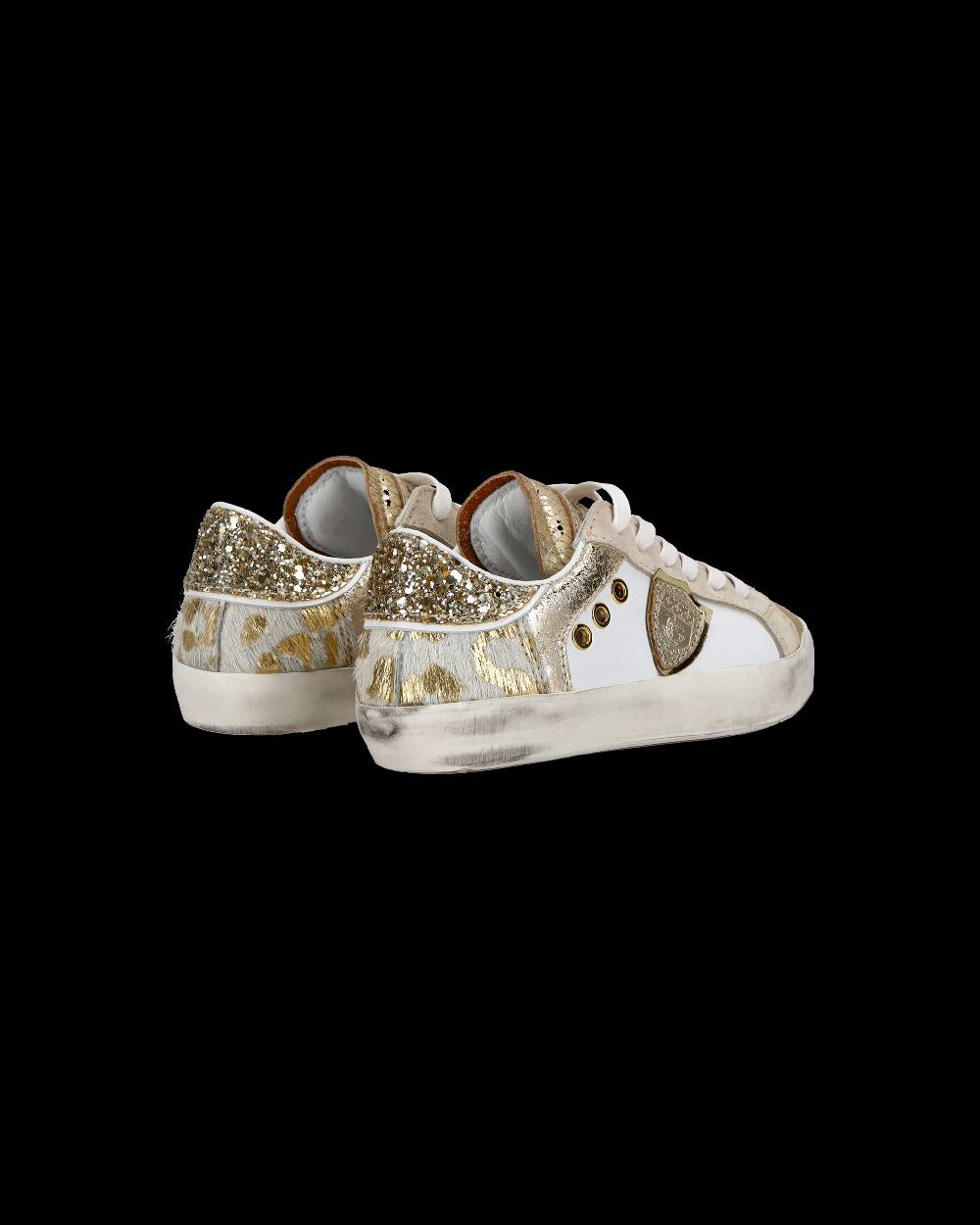 Philippe Model Baby Paris Low-Top Sneakers in Leather, White Gold 2025