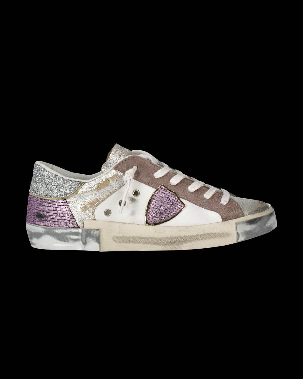 Philippe Model Sneaker Prsx Donna, Bianco Beige e Viola Consegna Veloce