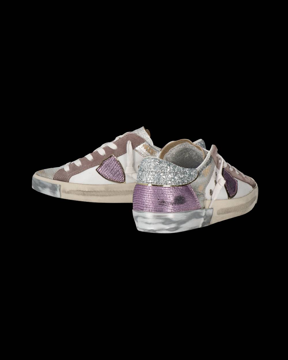 Philippe Model Sneaker Prsx Donna, Bianco Beige e Viola Consegna Veloce