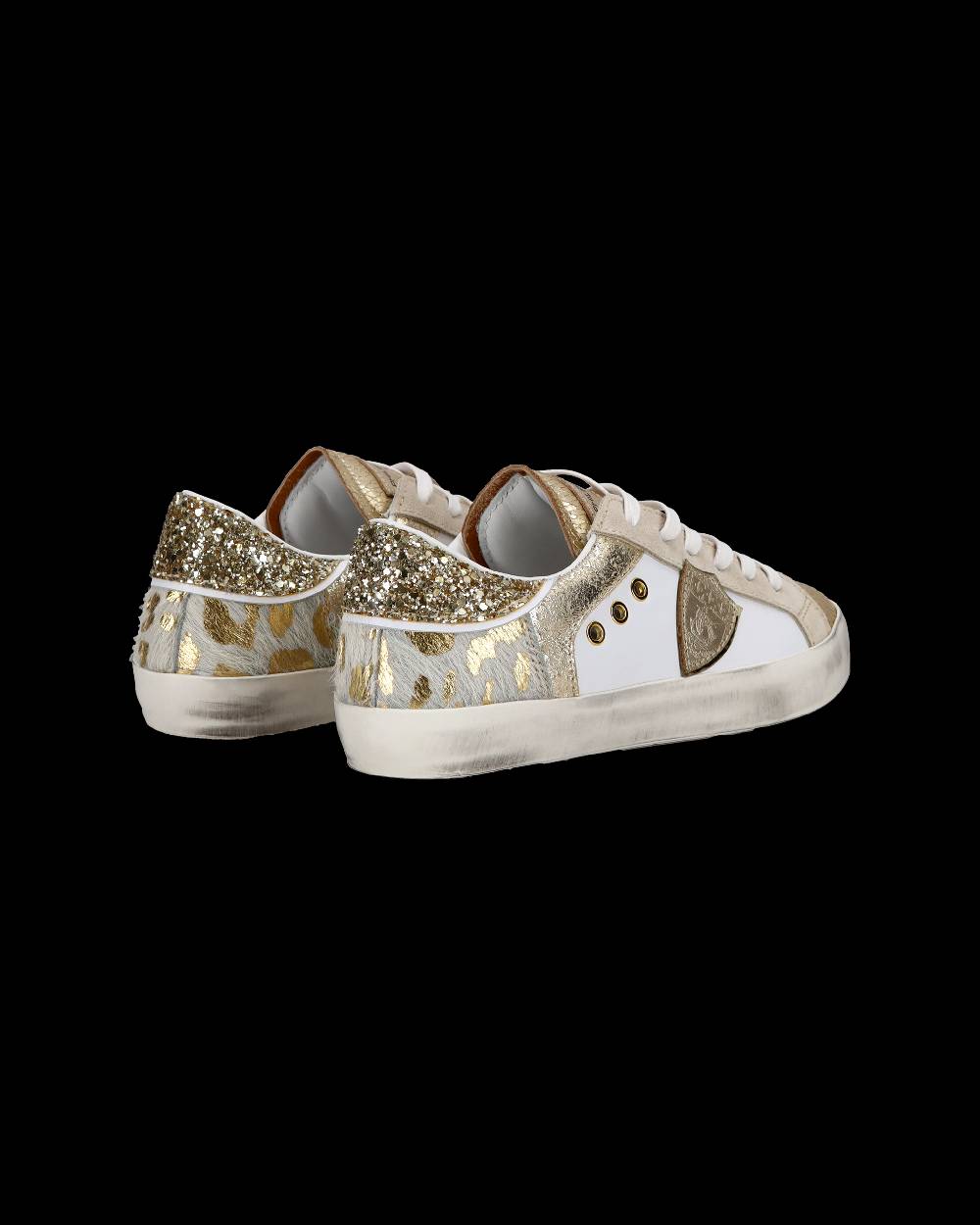 Philippe Model Sneakers basse Paris da Bambino in pelle, Bianco Oro Prezzo Ridotto