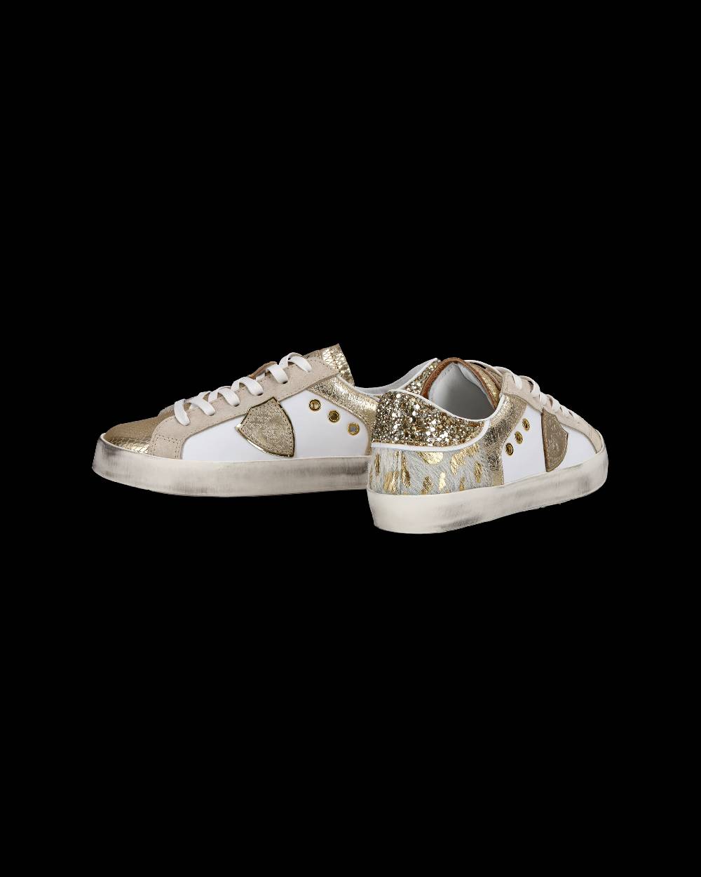 Philippe Model Sneakers basse Paris da Bambino in pelle, Bianco Oro Prezzo Ridotto