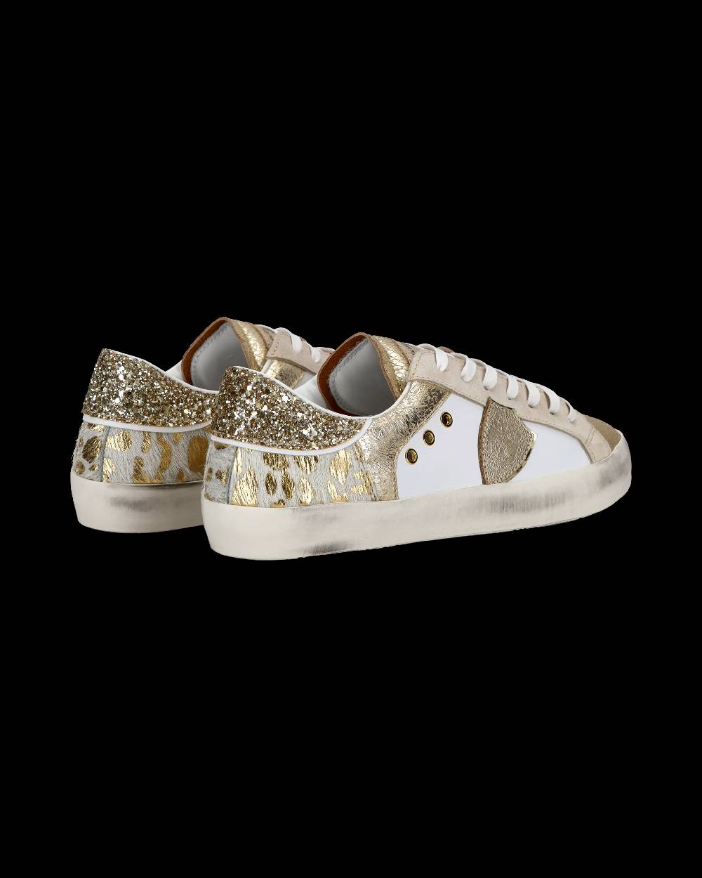 Philippe Model Sneakers basse Paris da Bambino in pelle, Bianco Oro Spedizione gratuita