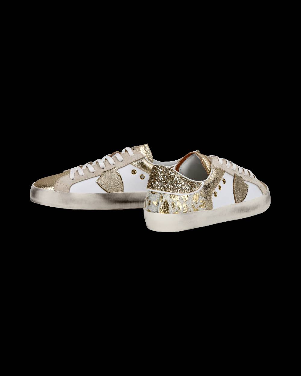 Philippe Model Sneakers basse Paris da Bambino in pelle, Bianco Oro Spedizione gratuita