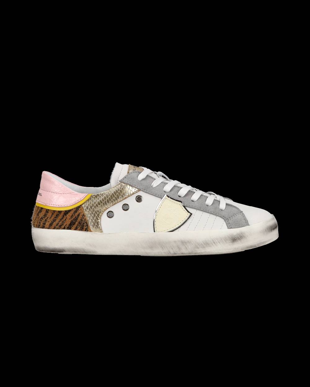 Philippe Model Sneakers basse Paris da Bambino in pelle, Bianco Cognac Convenienza