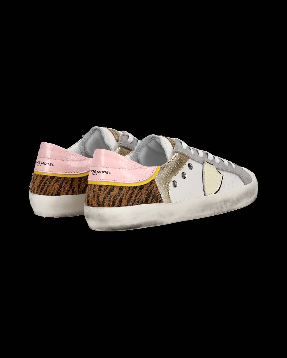 Philippe Model Sneakers basse Paris da Bambino in pelle, Bianco Cognac Convenienza