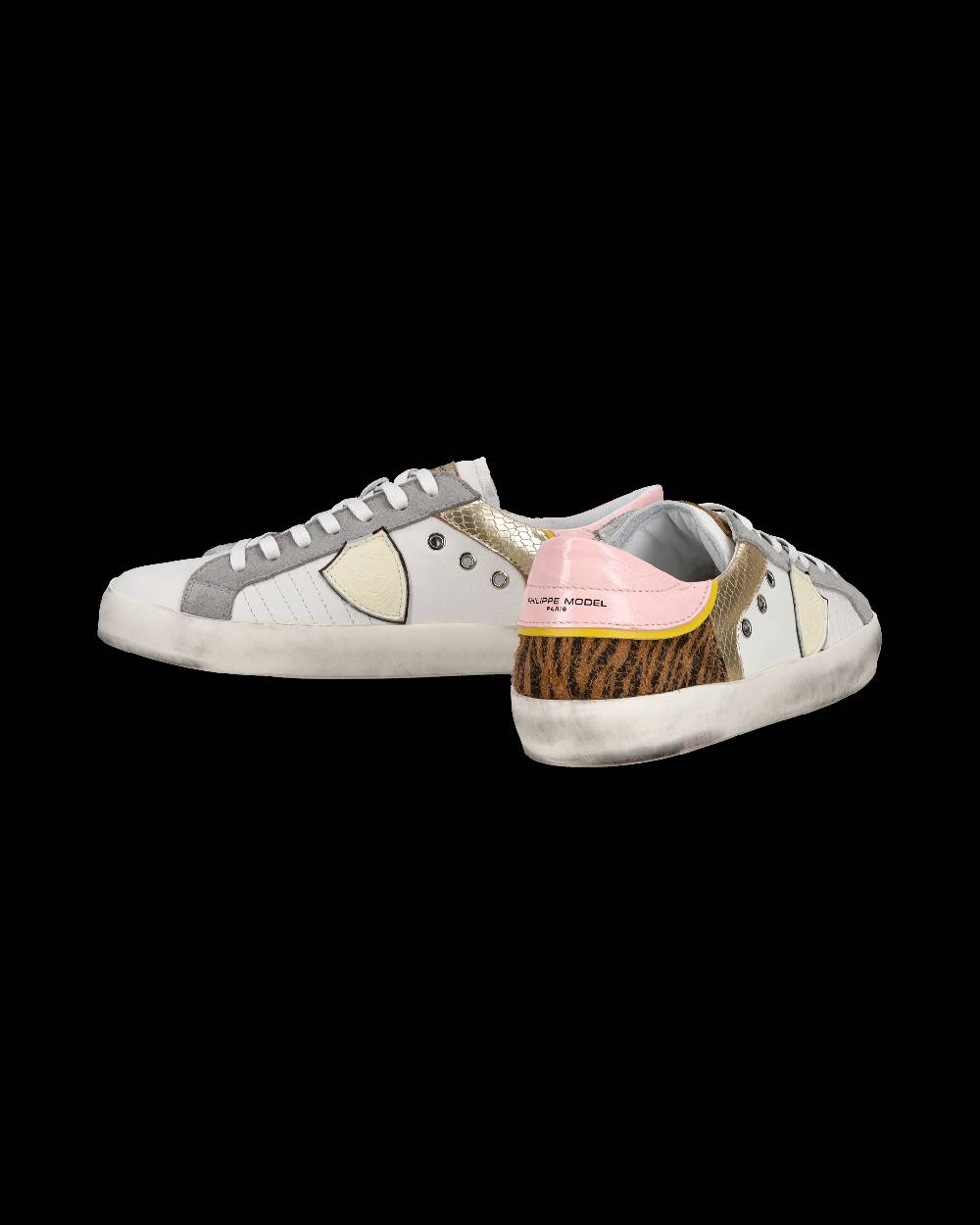 Philippe Model Sneakers basse Paris da Bambino in pelle, Bianco Cognac Convenienza