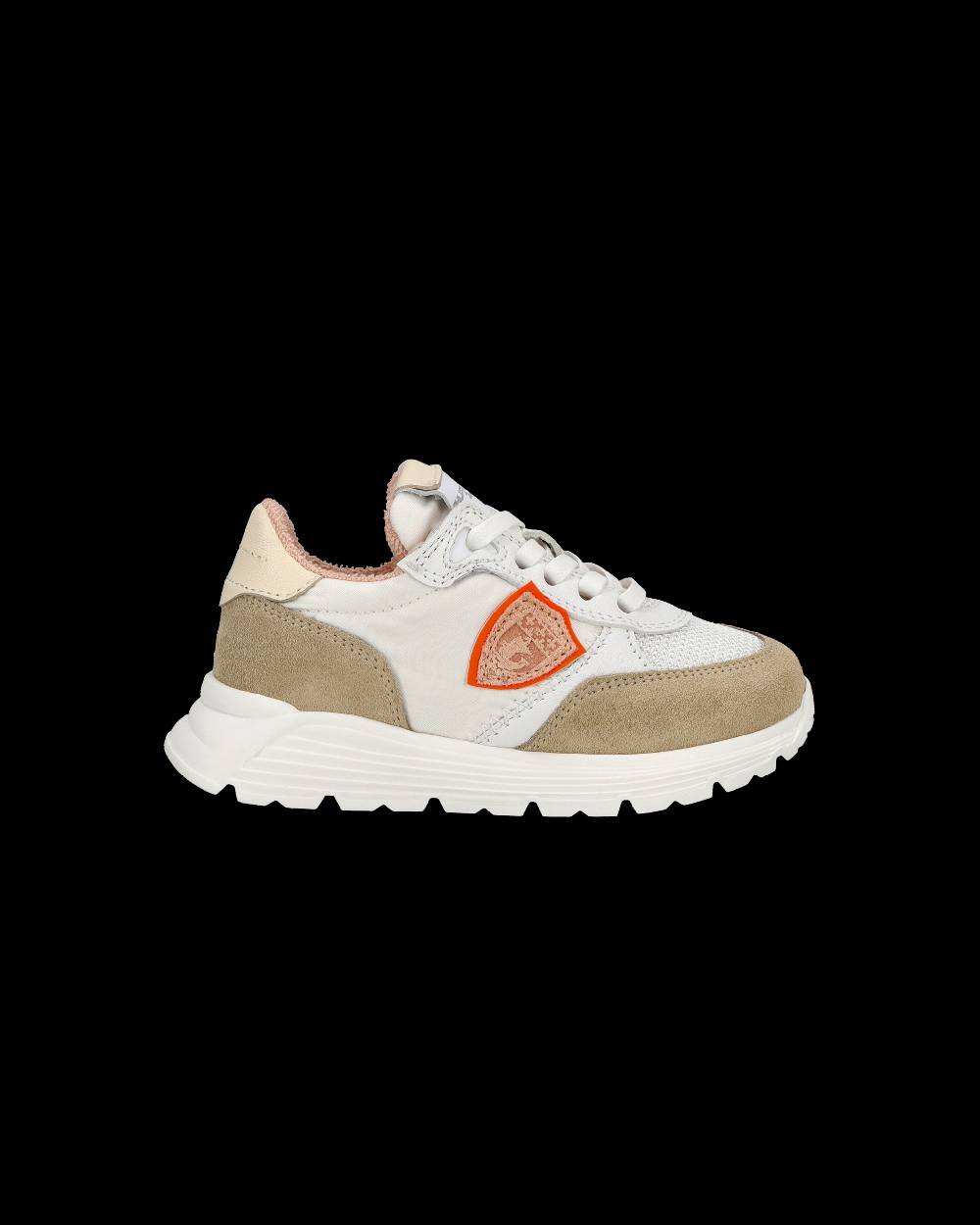 Philippe Model Baby Antibes Low-Top Sneakers in Nylon And Leather, White Beige Presa