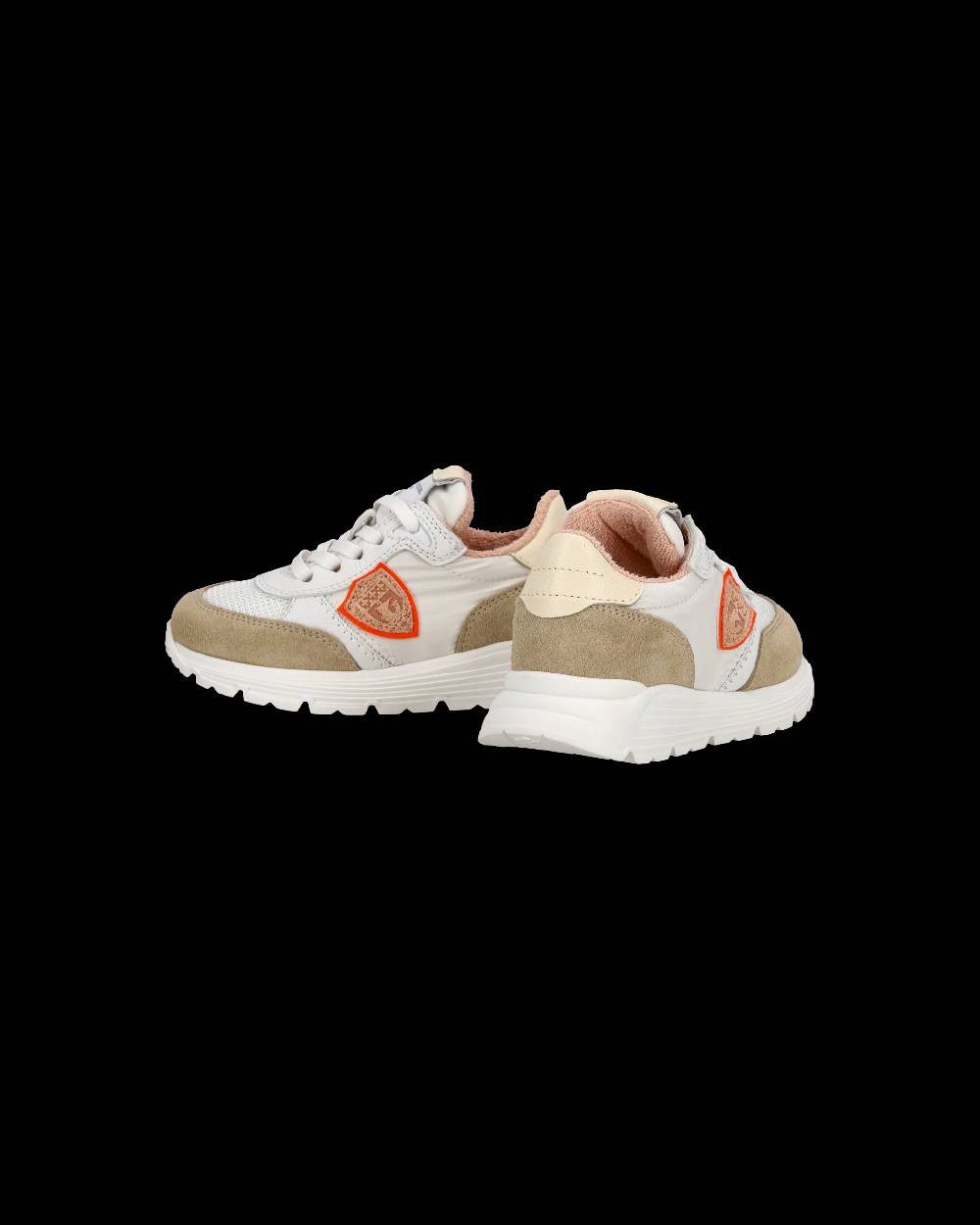 Philippe Model Baby Antibes Low-Top Sneakers in Nylon And Leather, White Beige Presa