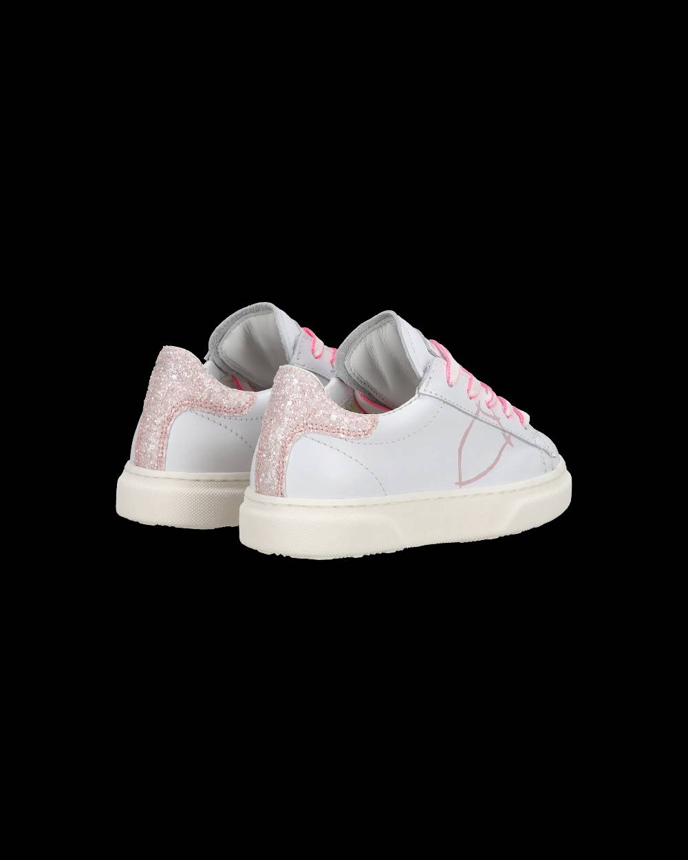 Philippe Model Baby Temple Low-Top Sneakers in Leather, White Pink Sconto