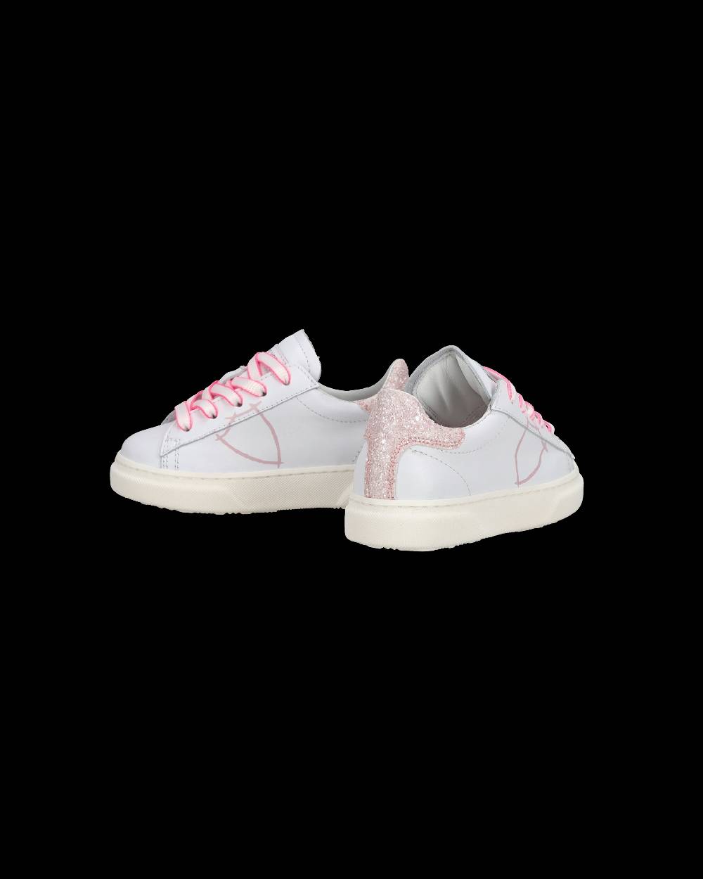 Philippe Model Baby Temple Low-Top Sneakers in Leather, White Pink Sconto