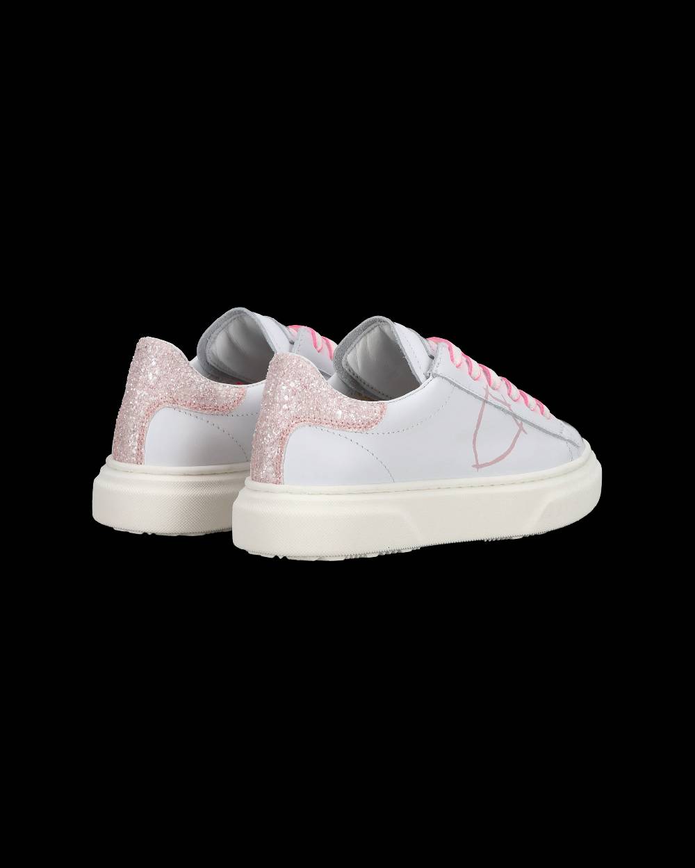 Philippe Model Sneakers basse Temple da Ragazzo in pelle, Bianco Rosa Offerta