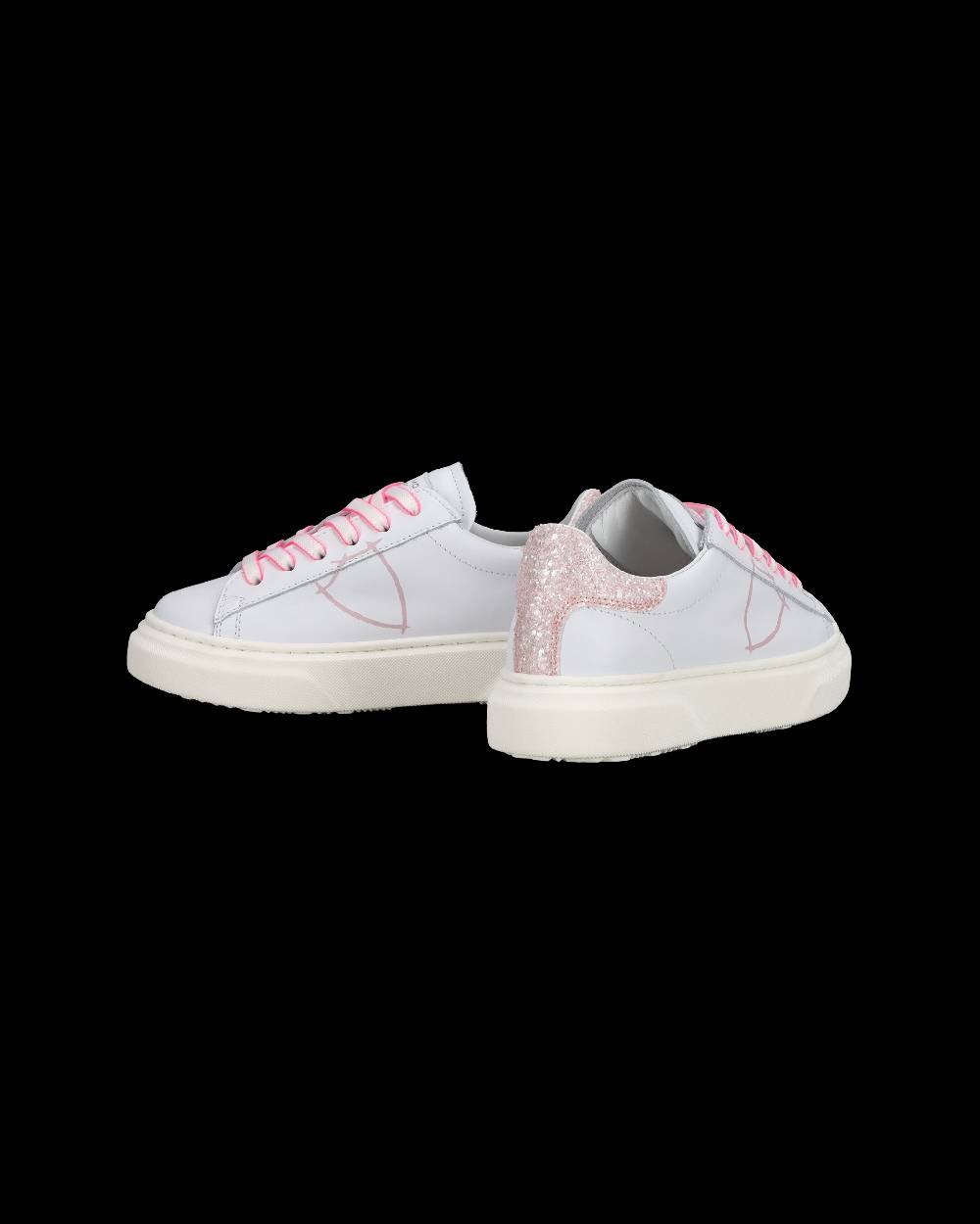Philippe Model Sneakers basse Temple da Ragazzo in pelle, Bianco Rosa Offerta
