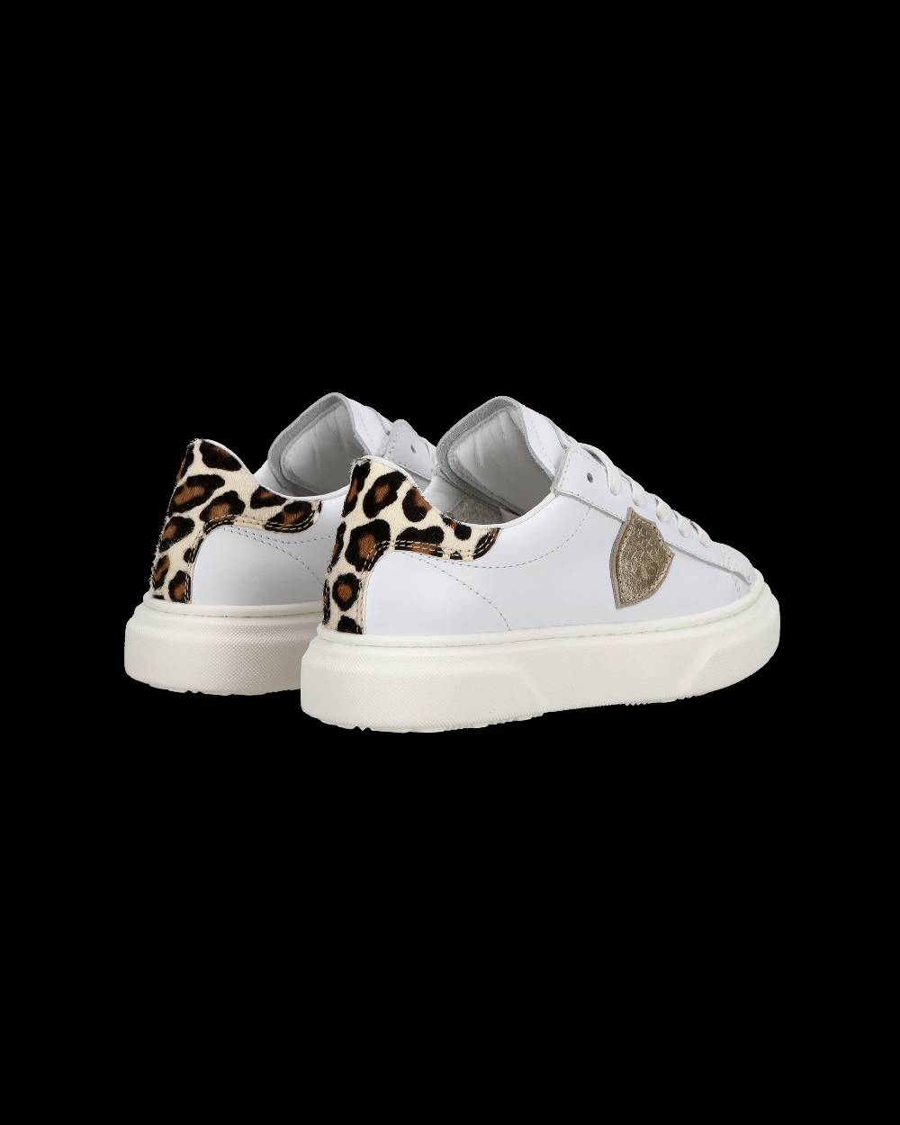 Philippe Model Junior Temple Low-Top Sneakers in Leather, White Pink Economico