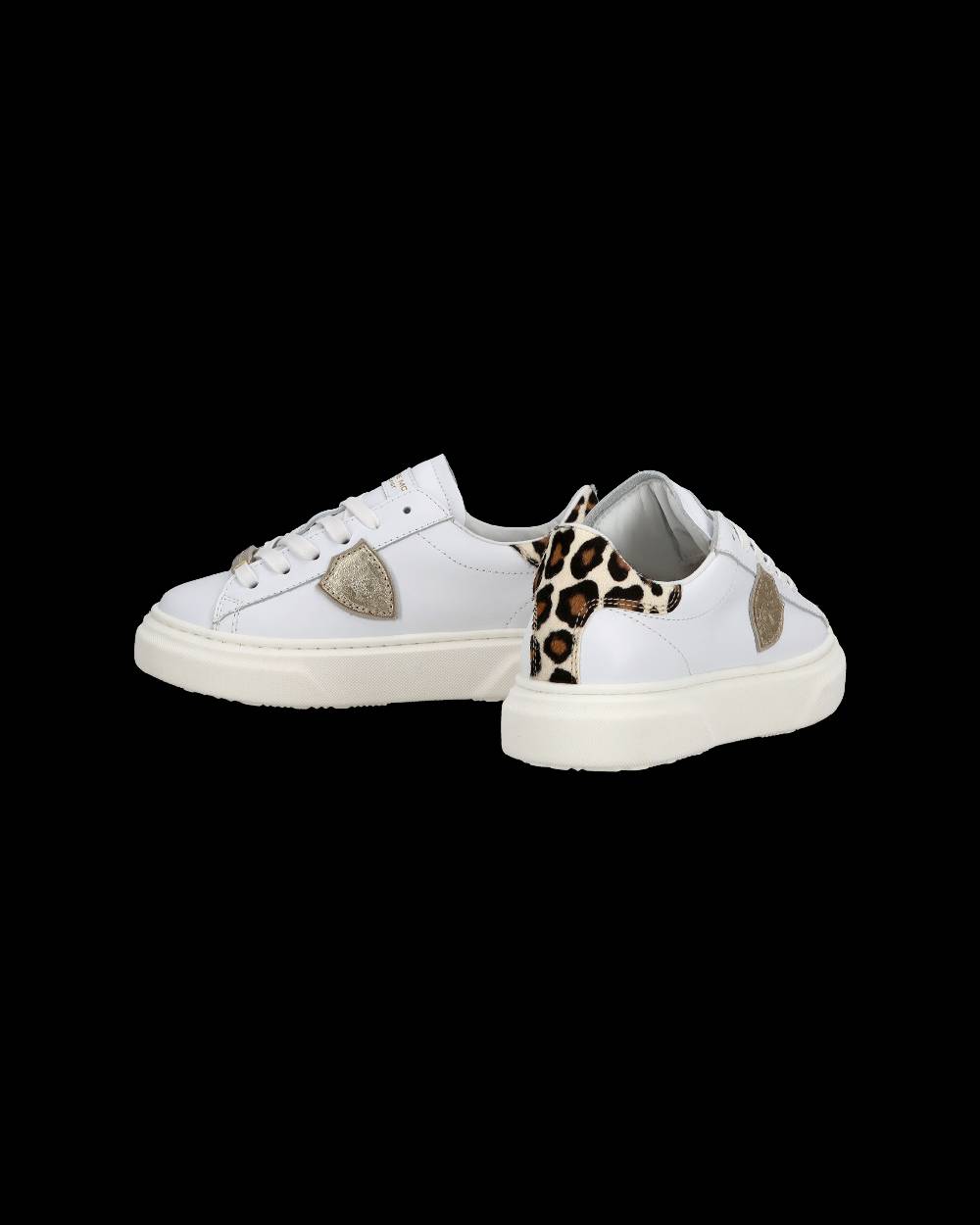 Philippe Model Junior Temple Low-Top Sneakers in Leather, White Pink Economico