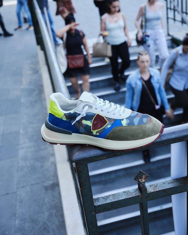 Philippe Model Sneaker running basse Antibes uomo - camouflage, verde e giallo Presa