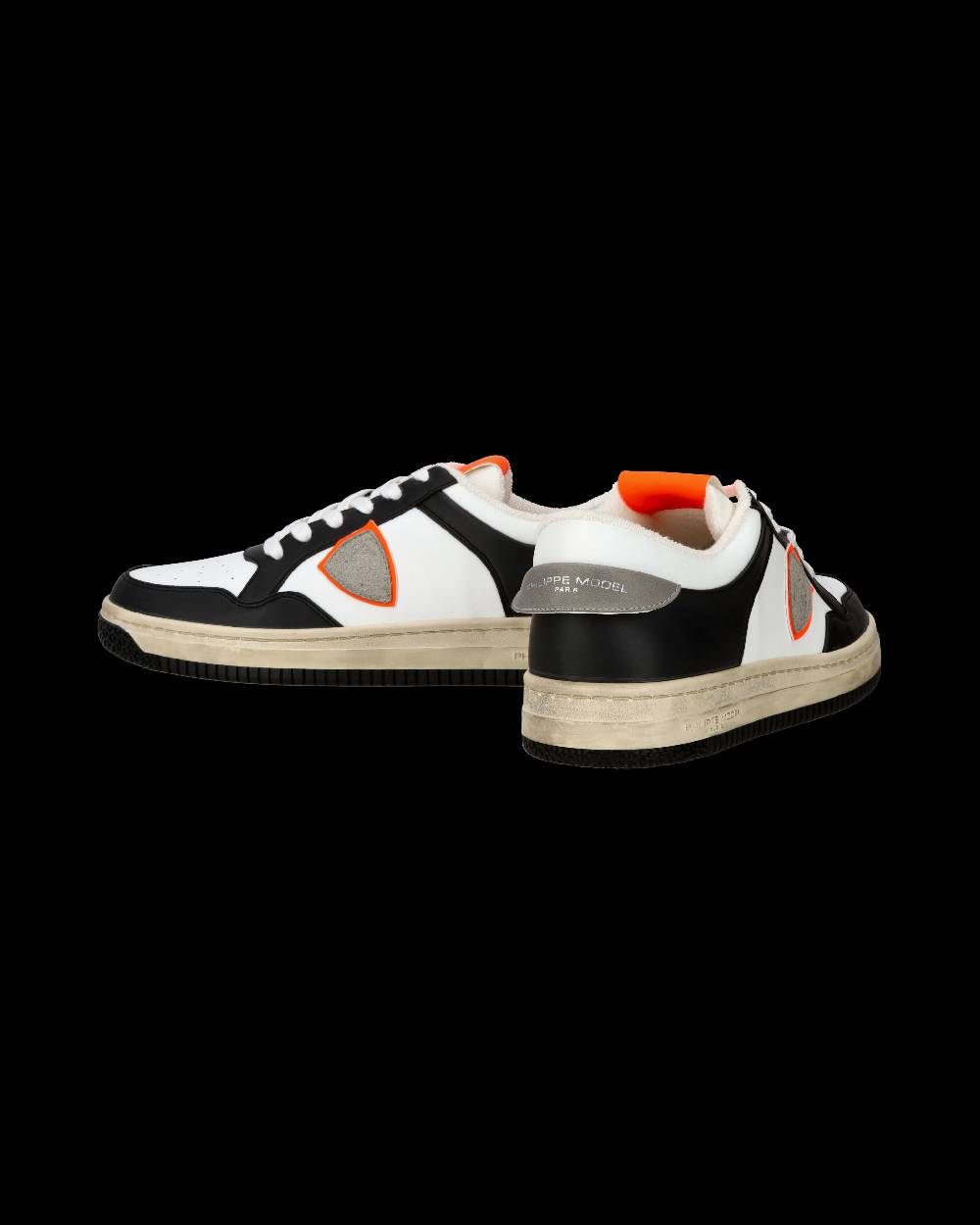 Philippe Model Sneaker streetwear Lyon da uomo in pelle riciclata - Nero e arancione In Vendita