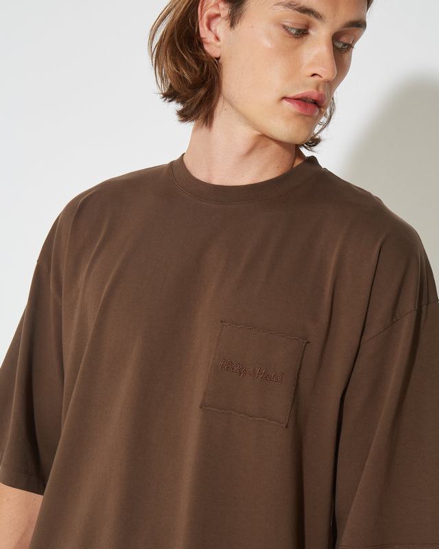 Philippe Model T-Shirt Maurice da Uomo Marrone Noce in Jersey Saldi Di Fabbrica