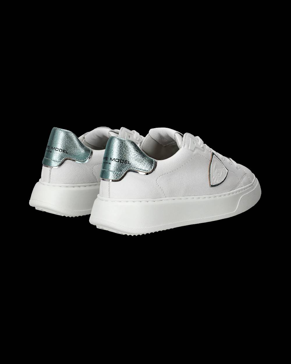 Philippe Model Sneakers Temple da Donna Bianche e Blu in Pelle Morbida Moda