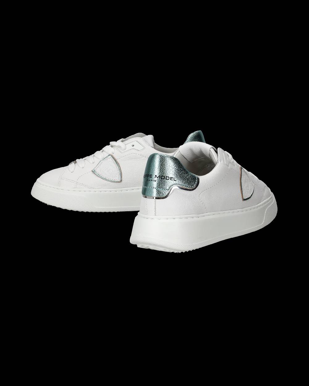 Philippe Model Sneakers Temple da Donna Bianche e Blu in Pelle Morbida Moda