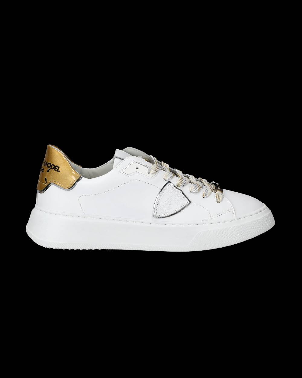 Philippe Model Sneakers Temple da Donna Bianche e Oro in Pelle E Vernice Economico