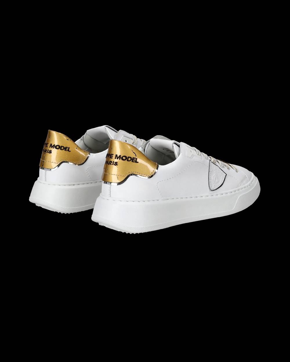 Philippe Model Sneakers Temple da Donna Bianche e Oro in Pelle E Vernice Economico