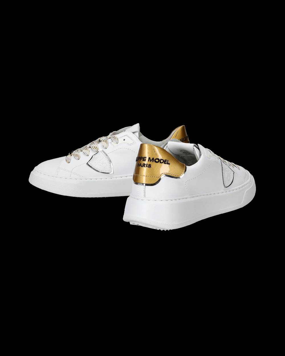 Philippe Model Sneakers Temple da Donna Bianche e Oro in Pelle E Vernice Economico
