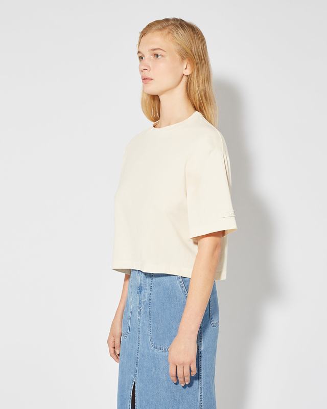 Philippe Model T-Shirt Cropped Marion da Donna Beige ecru in Jersey Cyber Monday