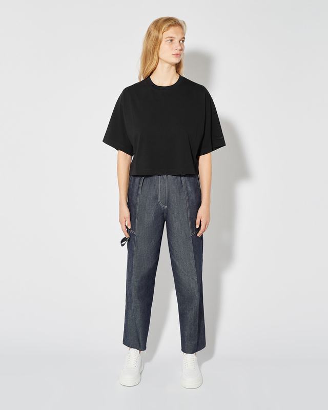 Philippe Model T-Shirt Cropped Marion da Donna Nera in Jersey Offerta natalizia