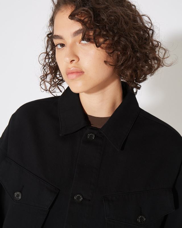 Philippe Model Giacca Nera Giselle da Donna in Bull Denim Offerte stagionali