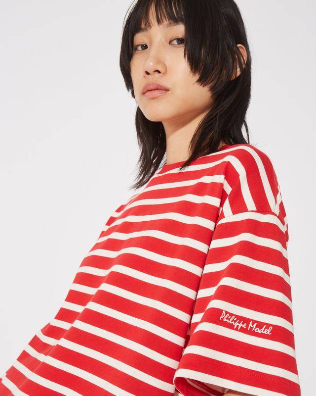 Philippe Model T-Shirt Monique da Donna Rossa in Cotone Presa