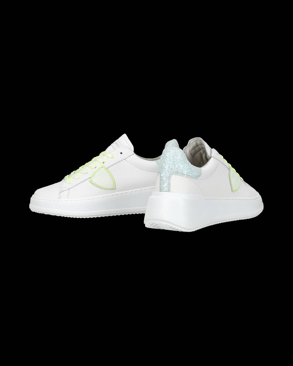 Philippe Model Sneakers casual Tres Temple da donna in pelle e glitter - Bianco e rosa Officina