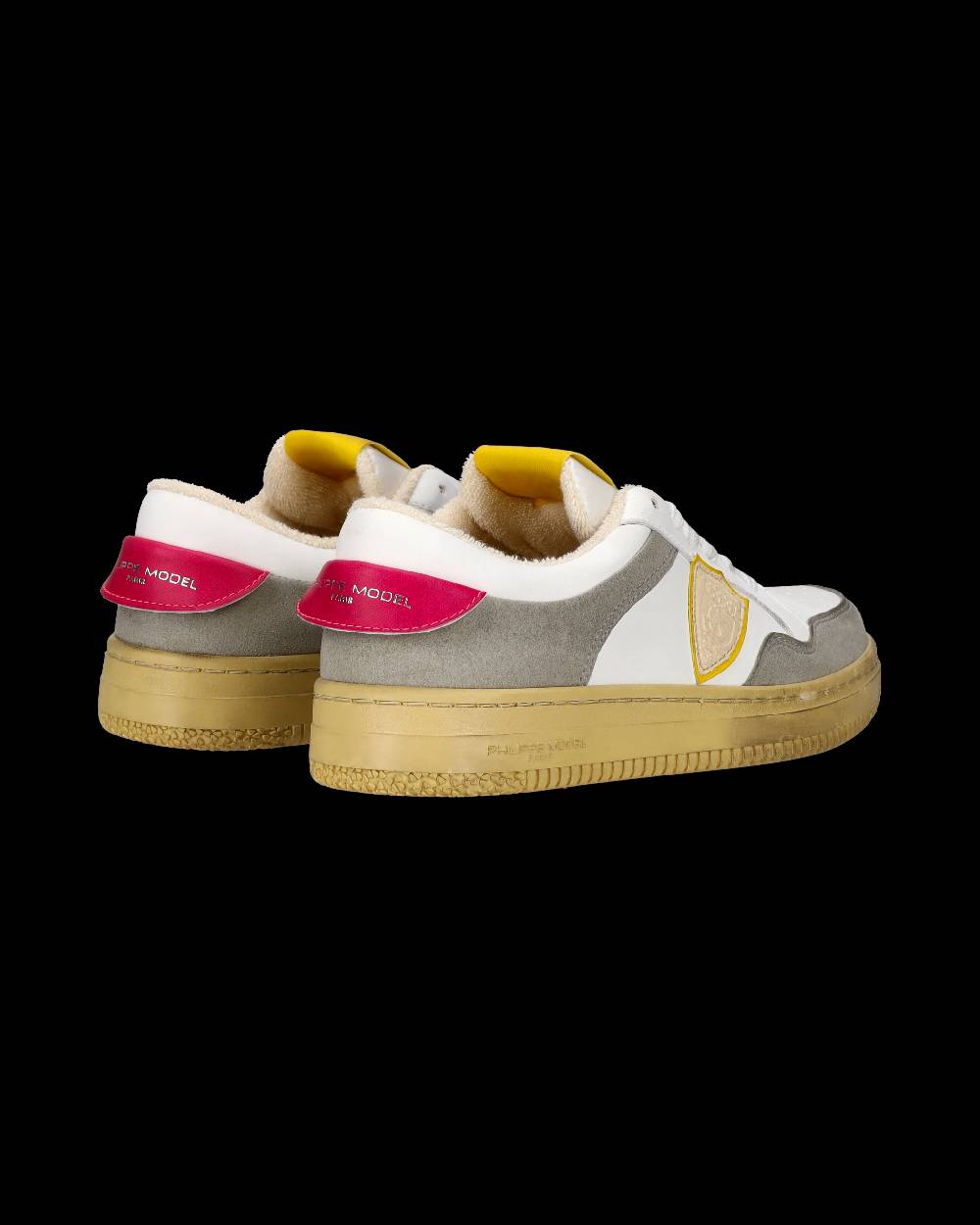 Philippe Model Sneakers Lyon Tennis Donna, Bianco Fucsia Giallo In vendita