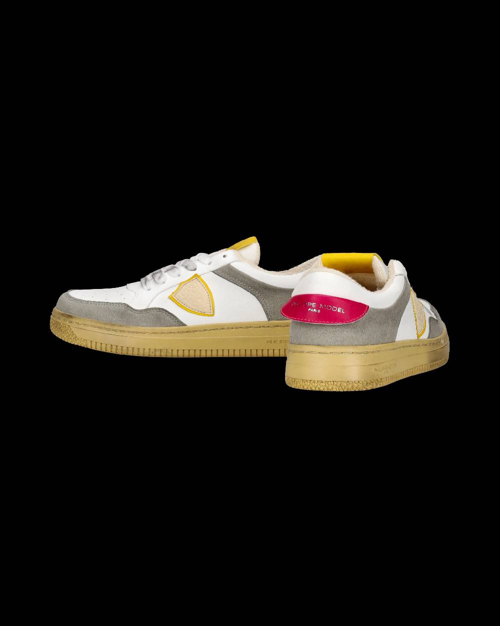 Philippe Model Sneakers Lyon Tennis Donna, Bianco Fucsia Giallo In vendita