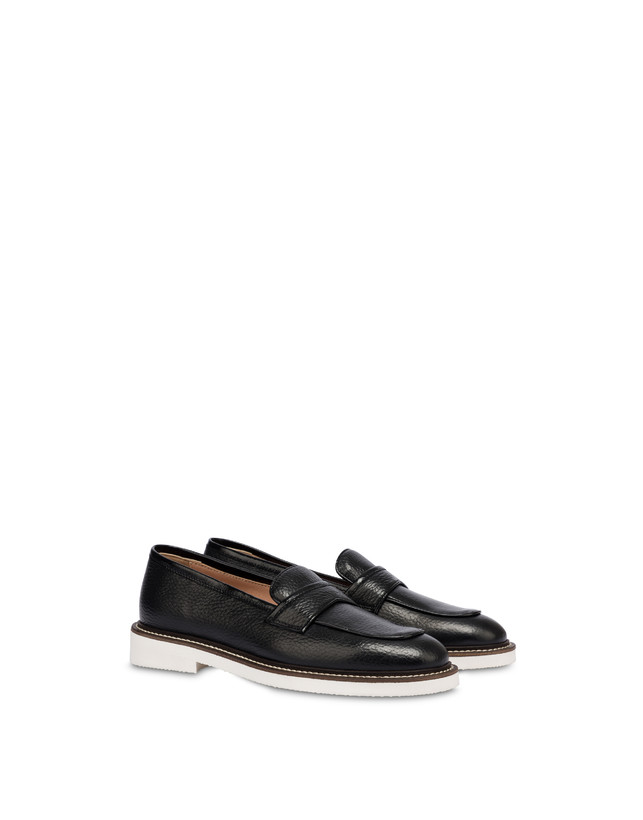 Pollini Mocassini In Vitello Mannish Nero/nero Consegna Veloce