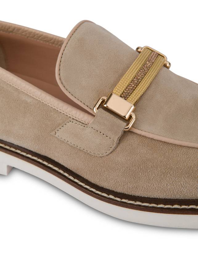 Pollini Mocassini In Vitello Mannish Sabbia/sabbia Promozione Limitata