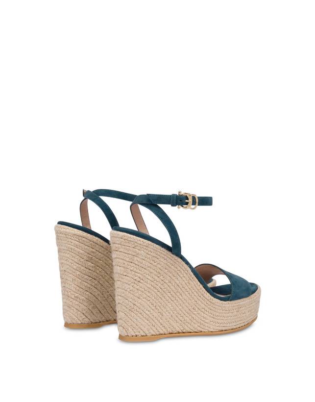 Pollini Sandalo Con Zeppa In Camoscio Playa Pavone Shopping Online